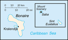 Map showing Bonaire, Sint Eustatius, and Saba