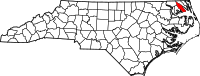 Map of North Carolina highlighting باسكوتانك