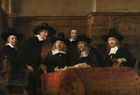 Rembrandt van Rijn, The Syndics of the Clothmaker's Guild, 1662, oil on canvas, 191.5 cm × 279 cm (75.4 in × 109.8 in)، متحف ريكس، أمستردام