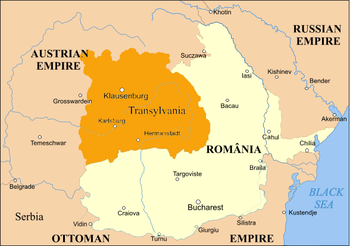 رومانيا 1859–1878، الإمارتان المتحدتان تظهران باللون البيج الفاتح