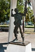 A soldier statue in Tawau Confrontation Memorial marking the victory during the battle in Kalabakan, Tawau, Sabah, Malaysian Borneo.