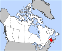 خريطة كندا وفيها نيو برانزويك New Brunswick موضحة