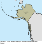 Map of the change to the United States in northwest North America on January 3, 1959