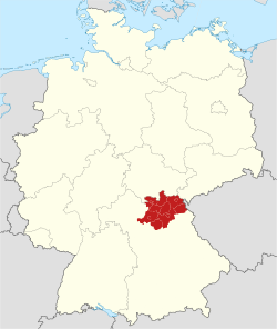 خريطة ألمانيا تبيّن فرانكونيا العليا