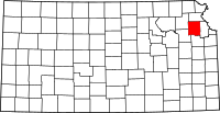 Map of Kansas highlighting جيفرسون