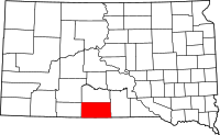 Map of South Dakota highlighting تود