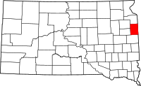 Map of South Dakota highlighting ديويل
