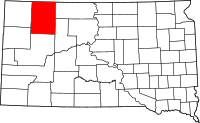Map of South Dakota highlighting بركينز