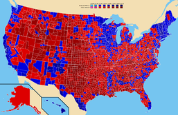 Popular vote by county. Red represents counties that went for McCain, Blue represents counties that went for Obama. Connecticut, Hawaii, Massachusetts, New Hampshire, Rhode Island, and Vermont had all counties go to Obama. Oklahoma had all counties go to McCain.