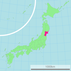 خريطة اليابان، مبين فيها مي‌ياگي