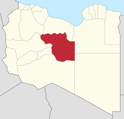 خريطة ليبيا وتظهر فيها شعبية الجفرة