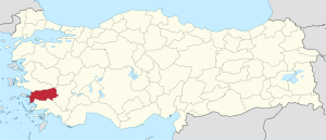 موقع محافظة أيدين في تركيا.