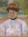 Young Woman with Auburn Hair in a Pink Blouse, pastel on paper by Mary Cassatt, 1895, Honolulu Academy of Arts