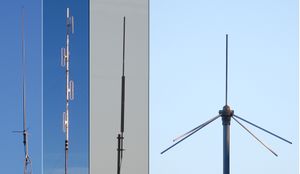 Montage of four professional US omnidirectional base-station antennas