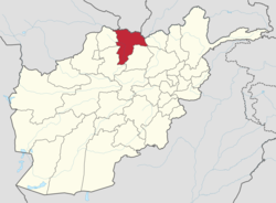 خريطة أفغانستان موضح عليها موقع ولاية بلخ.
