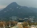 View over the Gyeongbokgung and the Blue House at the foot of Bukaksan