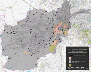 Map of government vs. Taliban control immediately after the capture of Jalalabad by the Taliban