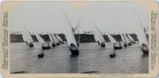 Stereoscopic photograph of a fleet of Arab boats upon the Nile, Egypt