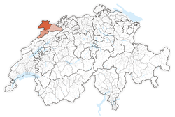 خريطة سويسرا، موقع كانتون جورا highlighted