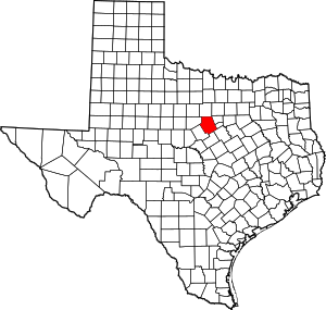 Map of Texas highlighting Erath County