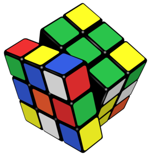 A partially turned Rubik's cube