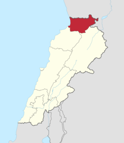موقع محافظة عكار في لبنان