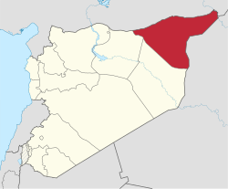 خريطة سوريا مع إبراز محافظة الحسكة