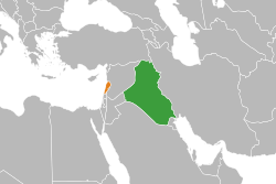Map indicating locations of Iraq and Lebanon