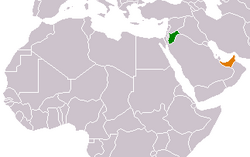 Map indicating locations of Jordan and United Arab Emirates