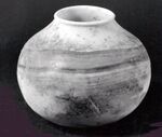 Jar in calcite alabaster, Syria, late 8th millennium BC.