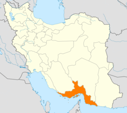 Map of Iran with Hormozgān highlighted