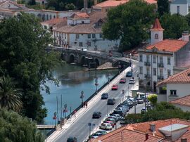 View of the old town of Tomar and the Nabão river