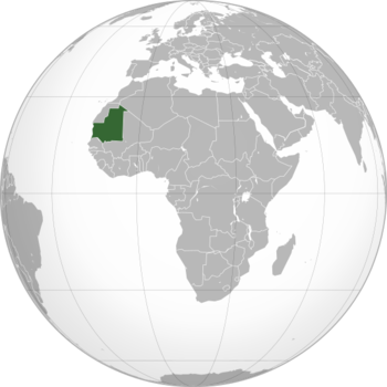 Location of Mauritania (dark green) in western Africa