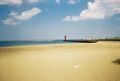 Simmons Island Beach, with the Kenosha Pierhead Lighthouse in the distance.