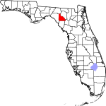 A state map highlighting Lafayette County in the corner part of the state. It is medium in size.