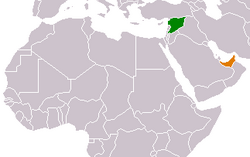 Map indicating locations of Syria and United Arab Emirates