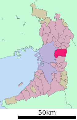 Location of هيگاشي‌أوساكا in محافظة أوساكا
