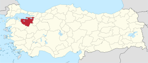 موقع محافظة بورصا في تركيا
