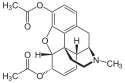 Chemical structure of diacetylmorphine.