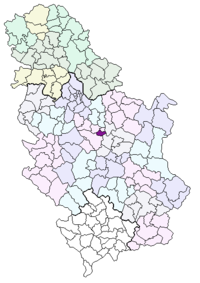 Location of the municipality of Batočina within Serbia