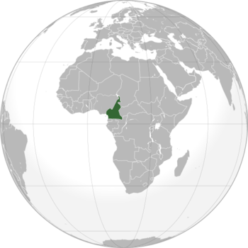 Location of Cameroon on the globe.