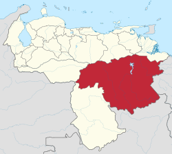 موقع ولاية بوليڤار في ڤنزويلا