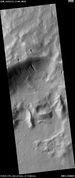 HiRISE image showing gullies. The scale bar is 500 meters. Picture taken under the HiWish program.