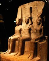 Statue of Ramesses II with Amun and Hathor