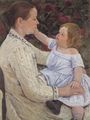 The Child's Caress, oil on canvas painting by Mary Cassatt, c. 1890, Honolulu Academy of Arts