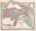 خريطة تركيا في آسيا عام 1855 رسمها Joseph Hutchins Colton