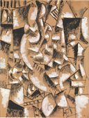 التركيب (دراسة لعارضة عارية في الاستديو)، زيت، گواش، وحبر على ورق، 63.8 × 48.3 سم، متحف متروپوليتان للفنون