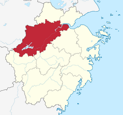 Location of Hangzhou City jurisdiction in Zhejiang