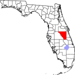 A state map highlighting Osceola County in the middle part of the state. It is large in size.