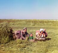 Kyrgyz nomads in the steppes of the Russian Empire, Uzbekistan, by pioneer color photographer Sergey Prokudin-Gorsky, c. 1910.